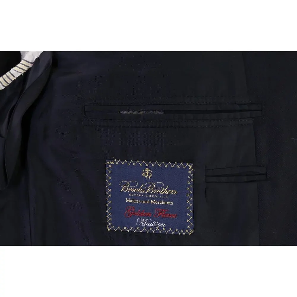 Brooks Brothers Golden Fleece Madison Navy Blue Gold Button Wool Blazer 48R